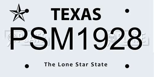 PSM1928 Texas License Plate