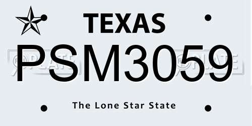 PSM3059 Texas License Plate