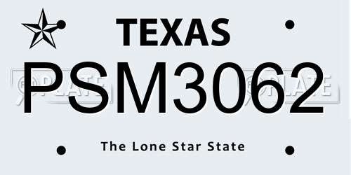 PSM3062 Texas License Plate
