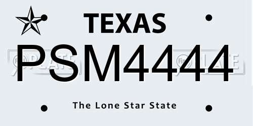 PSM4444 Texas License Plate