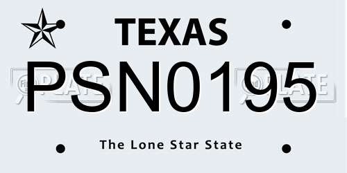 PSN0195 Texas License Plate