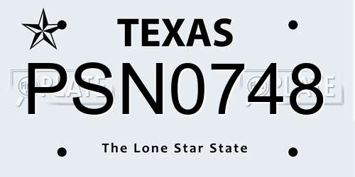 PSN0748 Texas License Plate