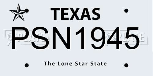 PSN1945 Texas License Plate