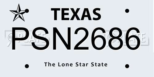 PSN2686 Texas License Plate