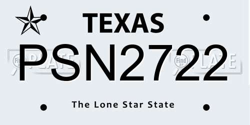 PSN2722 Texas License Plate