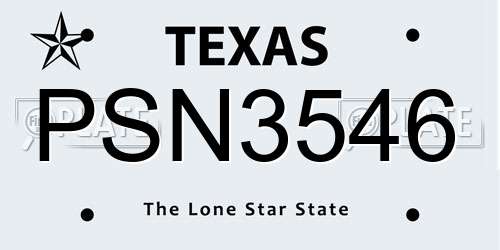 PSN3546 Texas License Plate
