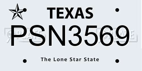 PSN3569 Texas License Plate