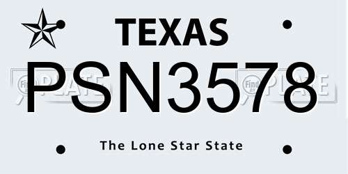 PSN3578 Texas License Plate