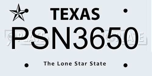 PSN3650 Texas License Plate