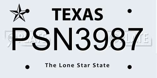 PSN3987 Texas License Plate