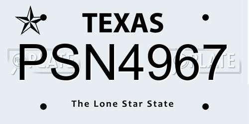 PSN4967 Texas License Plate