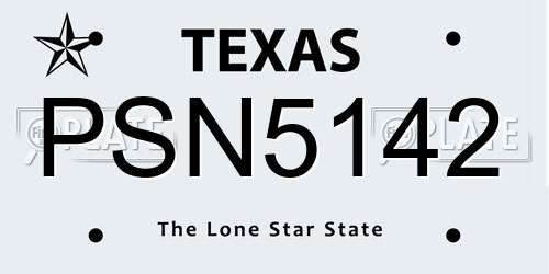 PSN5142 Texas License Plate