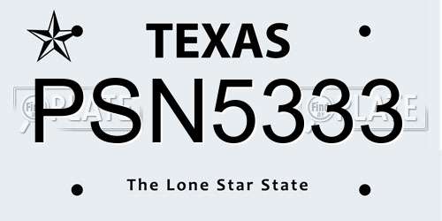PSN5333 Texas License Plate