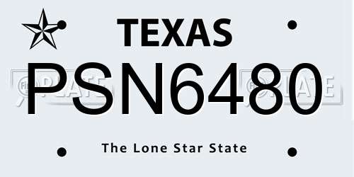 PSN6480 Texas License Plate