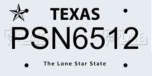 PSN6512 Texas License Plate