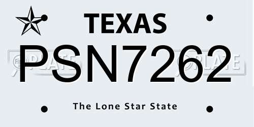 PSN7262 Texas License Plate