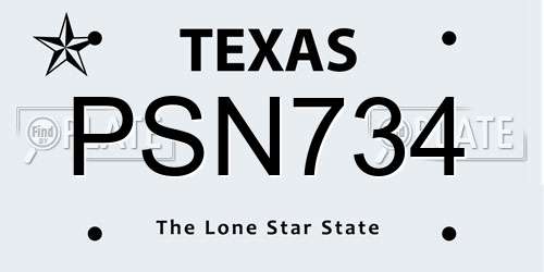 PSN734 Texas License Plate