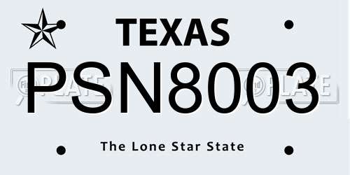 PSN8003 Texas License Plate