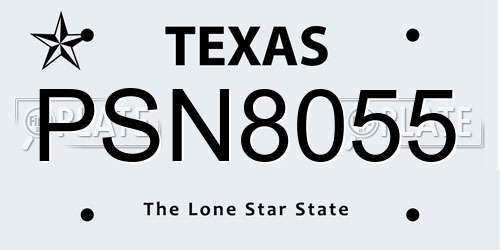 PSN8055 Texas License Plate