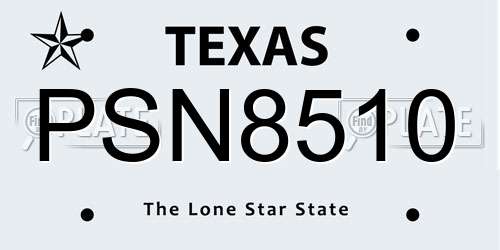 PSN8510 Texas License Plate