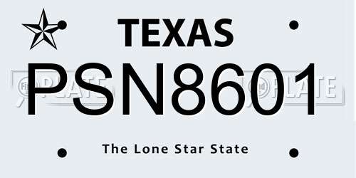 PSN8601 Texas License Plate
