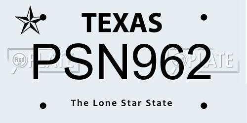 PSN962 Texas License Plate