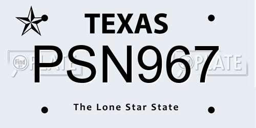 PSN967 Texas License Plate