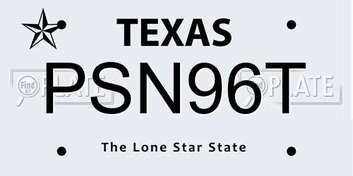 PSN96T Texas License Plate
