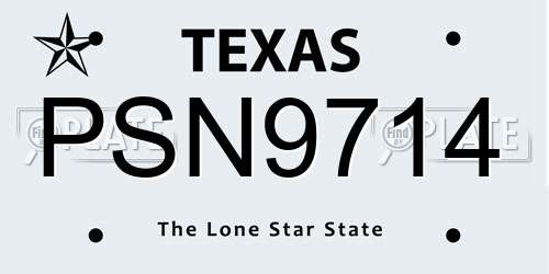 PSN9714 Texas License Plate