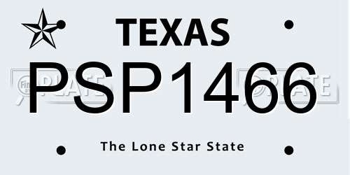 PSP1466 Texas License Plate