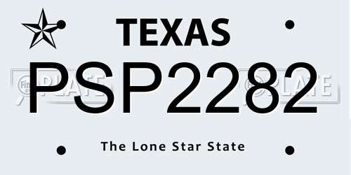 PSP2282 Texas License Plate