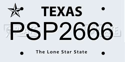 PSP2666 Texas License Plate