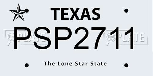 PSP2711 Texas License Plate