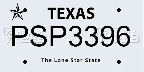 PSP3396 Texas License Plate