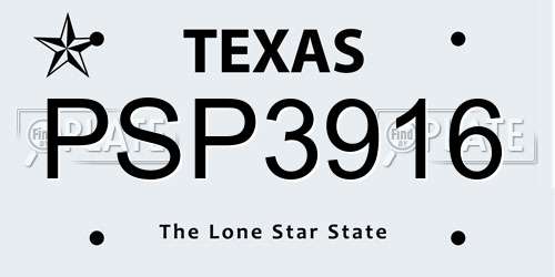 PSP3916 Texas License Plate