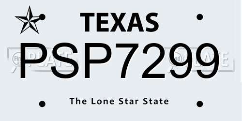 PSP7299 Texas License Plate