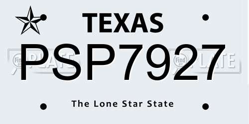 PSP7927 Texas License Plate