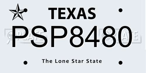 PSP8480 Texas License Plate