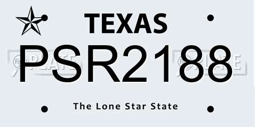 PSR2188 Texas License Plate