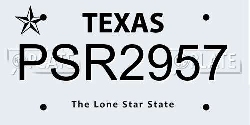 PSR2957 Texas License Plate