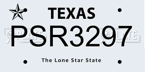 PSR3297 Texas License Plate