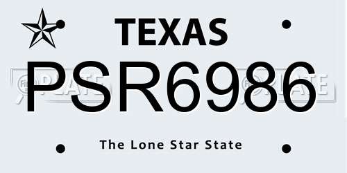 PSR6986 Texas License Plate