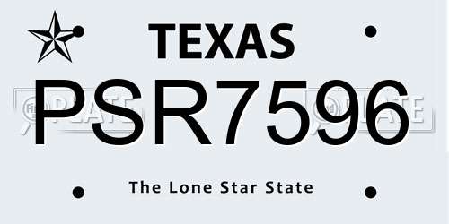 PSR7596 Texas License Plate