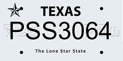 PSS3064 Texas License Plate