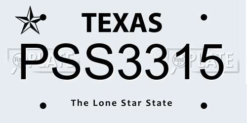 PSS3315 Texas License Plate