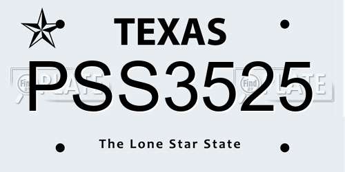 PSS3525 Texas License Plate