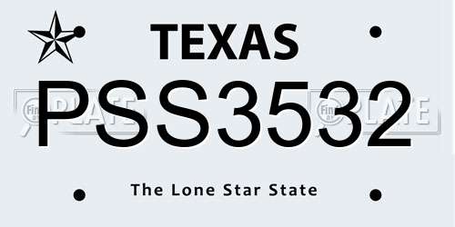 PSS3532 Texas License Plate