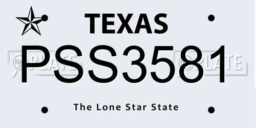 PSS3581 Texas License Plate