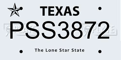 PSS3872 Texas License Plate