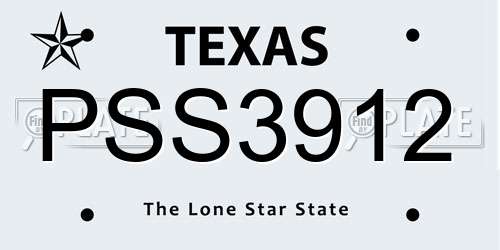 PSS3912 Texas License Plate